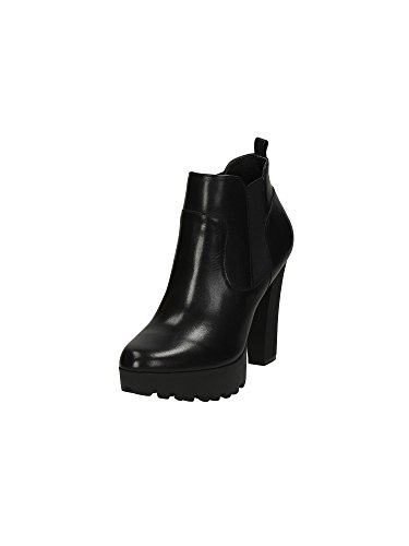 Guess Botín con elástico de tacón alto con plataforma de piel, color negro, talla 39 EU Guess Botín con elástico de tacón alto con plataforma de piel, color negro, talla 39 EU