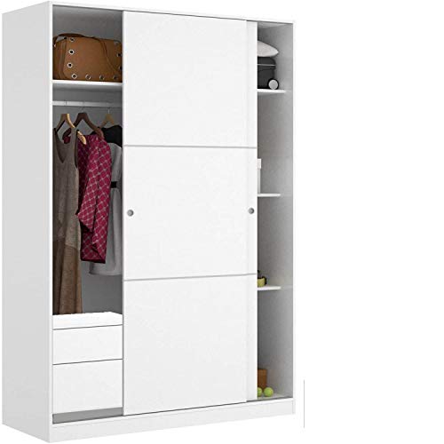 HABITMOBEL Mueble Armario Dormitorio 2 Puertas correderas 120 con Fondo reducido de 50 cm (CAJONERA INCLUIDA)