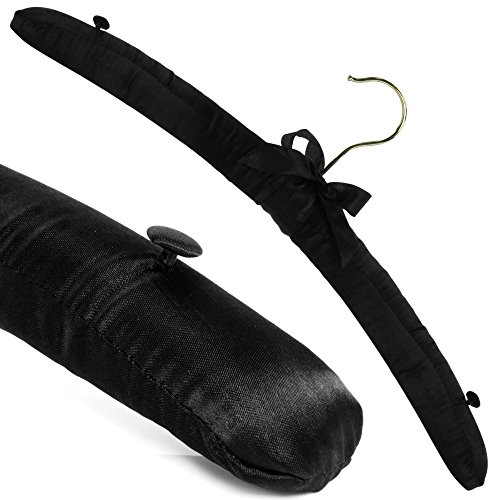 Hangerworld - Pack de 10 Perchas de Raso, Acolchadas, con Botones en los Hombros, Color Negro. Ideal para lencería, Prendas delicadas y de Lana - 43 cm Hangerworld - Pack de 10 Perchas de Raso, Acolchadas, con Botones en los Hombros, Color Negro. Ideal para lencería, Prendas delicadas y de Lana - 43 cm