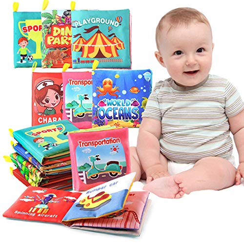 HebyTinco 6 PCS Libros Blandos para Bebé, Cloth Book, Libro de Cognición Paño Adecuados Durante 3 Meses a 3 Años de Edad los Niños Bebé, Libro de Educación Temprana y Desarrollo Intelectual
