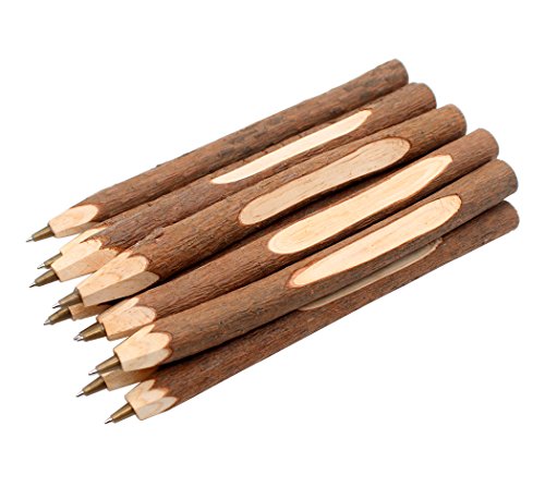 Hillento hecho a mano bolígrafo de madera, vendimia creativa ecológica original de la pluma del bolígrafo de madera, material escolar, 10pcs, estilo largo