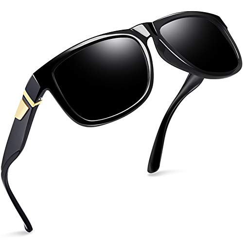 Joopin Gafas de Sol Hombre Polarizadas con Protección UV Clásicas Retro Gafas de Sol Vintage Mujer para Conducir y Deportes al Aire Libre Brillante Negro