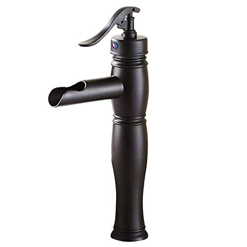 JRUIA Grifo de baño con cascada, estilo retro, color negro JRUIA Grifo de baño con cascada, estilo retro, color negro
