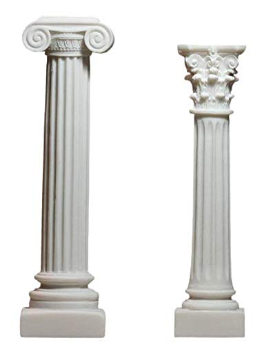 Juego de 2 columnas griegas de estilo iónico y corintio, pedestal decorativo