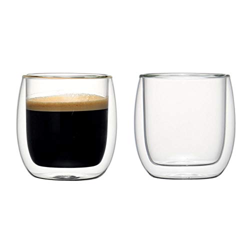 Juego de 2 tazas de café de doble pared, tazas de vidrio de borosilicato resistentes al calor para café, té, bebidas, helado, 300 ml / 10 oz Juego de 2 tazas de café de doble pared, tazas de vidrio de borosilicato resistentes al calor para café, té, bebidas, helado, 300 ml / 10 oz