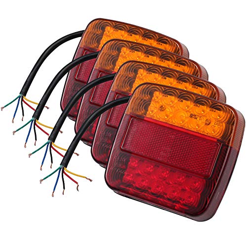 Justech 4PCS Luces Traseras Remolque 12V LED Piloto Trasero de 5 Funciones Luz de Matrícula Placa Trasera Luz de Freno para Remolque Camion Van Caravan con E-Mark Justech 4PCS Luces Traseras Remolque 12V LED Piloto Trasero de 5 Funciones Luz de Matrícula Placa Trasera Luz de Freno para Remolque Camion Van Caravan con E-Mark
