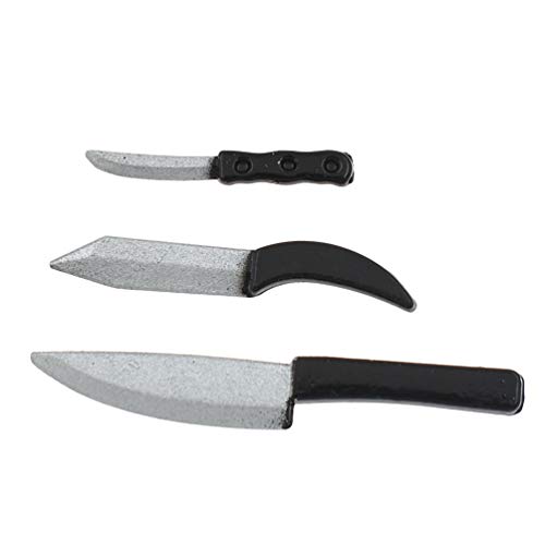 Kesheng Conjunto de 3pcs Mini Menaje de Cocina Cuchillo para Cocinar en Miniatura Juguetes para Casa de Muñecas 1:12