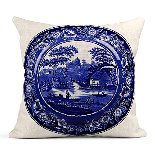 Kinhevao Cojín Azul Delft Plato holandés Muy Antiguo Cerámica de Porcelana Cojín de Lino holandés Blanco Antiguo Almohada Decorativa para el hogar Kinhevao Cojín Azul Delft Plato holandés Muy Antiguo Cerámica de Porcelana Cojín de Lino holandés Blanco Antiguo Almohada Decorativa para el hogar