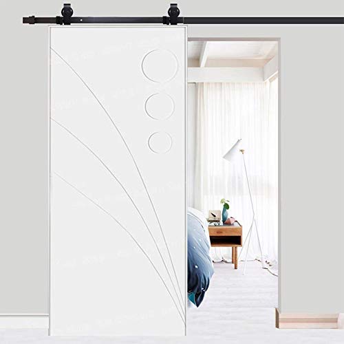 Kit de riel para puerta corredera de acero al carbono, polea de riel colgado, sistema de puerta interior, armario de baño, resistente, 183 cm/200 cm, color negro (longitud: 200 cm)