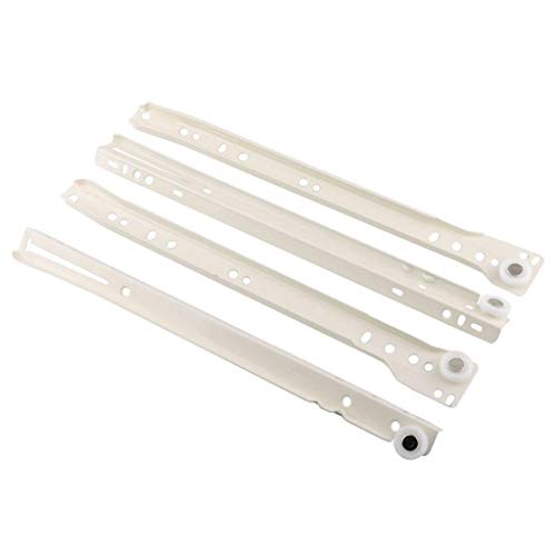 Kit deslizante para cajón montado en la parte inferior, dos cajones, ruedas de plástico, recubrimiento de polvo blanco, capacidad silenciosa y suave de 25 kg, adecuado para deslizamiento del cajón de Kit deslizante para cajón montado en la parte inferior, dos cajones, ruedas de plástico, recubrimiento de polvo blanco, capacidad silenciosa y suave de 25 kg, adecuado para deslizamiento del cajón de