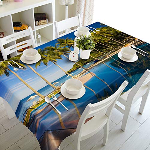 KnSam 110x170cm Mantel de Tela Antimanchas, Costa Gazebo Coco Árbol Manteles, Rectangular, Poliéster, Decorativo a Prueba de Polvo, Lavable, para Comedor, Exterior, Picnic, Azul Verde Marrón KnSam 110x170cm Mantel de Tela Antimanchas, Costa Gazebo Coco Árbol Manteles, Rectangular, Poliéster, Decorativo a Prueba de Polvo, Lavable, para Comedor, Exterior, Picnic, Azul Verde Marrón