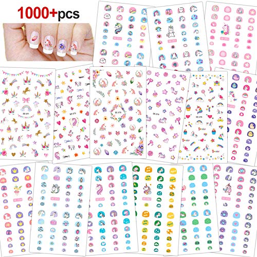 Konsait 500+ Unicornio Nail Art Stickers uñas pegatinas 3D uñas calcomanías autoadherentes para niños niñas Regalo Unicornio Fiesta de Navidad cumpleaños uñas decoración