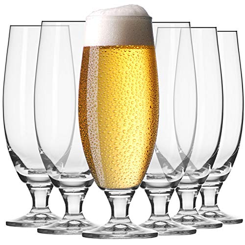 Krosno Vasos Copas de Cerveza Blanca | Conjunto 6 Piezas | 500 ML | Elite Collection Uso en Casa, Restaurante y en Fiestas | Apto para Microondas y Lavavajillas