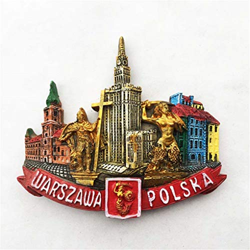 La capital de Polonia, Varsovia, sitio histórico, palacio de arquitectura, cultura y ciencia, refrigerador de resina 3D, imán, artesanía, recuerdos turísticos, artículos para el hogar de cocina