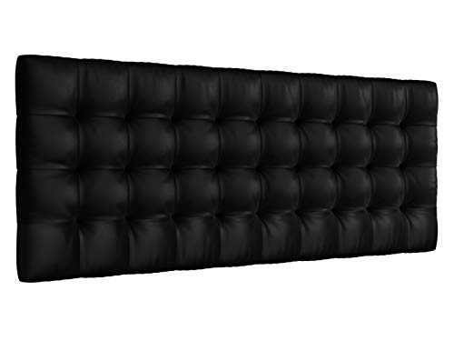 LA WEB DEL COLCHON - Cabecero tapizado Manhattan para Cama de 150 (160 x 70 cms) Negro | Cama Juvenil | Cama Matrimonio | Cabezal Cama |