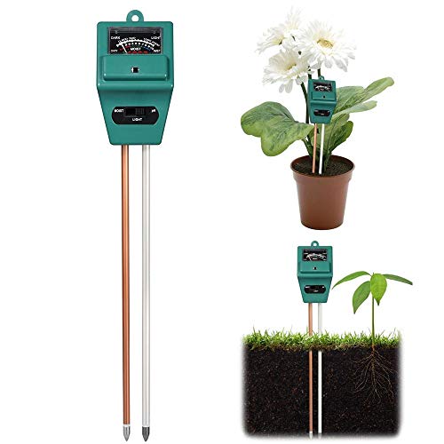 LAIYYI Medidor de humedad 3-en-1 Soil Tester, herramienta de prueba de suelo de acidez PH higrómetro de suelo para jardín, granja, césped, interior y exterior