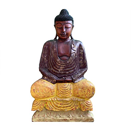 Leewadee - Figura decorativa de Buda (madera, 85 cm), diseño asiático