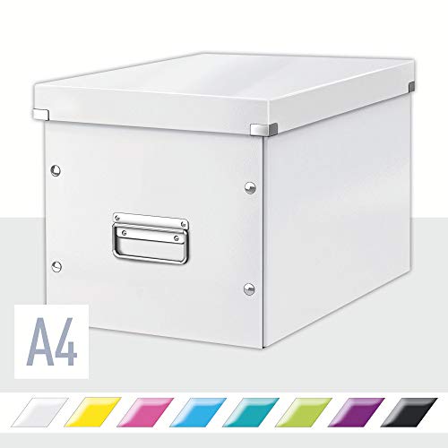 Leitz Caja de Almacenaje Grande en Forma de Cubo, Blanco, Gama Click & Store, 61080001