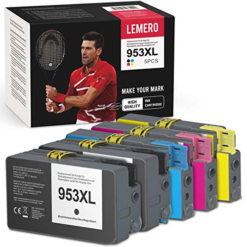 LEMERO 953XL 953 XL Cartuchos de impresora compatibles para HP OfficeJet Pro 8210 8218 8710 8715 8718 8719 8720 8725 8728 8730 8740 7740 wf Wide Format All-in-One, 2, negro en magenta y amarillo.