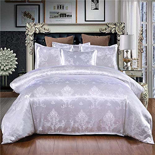 LGYKUMEG Cubierta DE Duvet Duvet Satin Duvet Microfiber Cama Doble 1 X Cubierta DE Duvet Duvet con 2 X CASA DE RAMEDADAS con PATTINGNEUNA Floral Y Media,Blanco,135x200cm