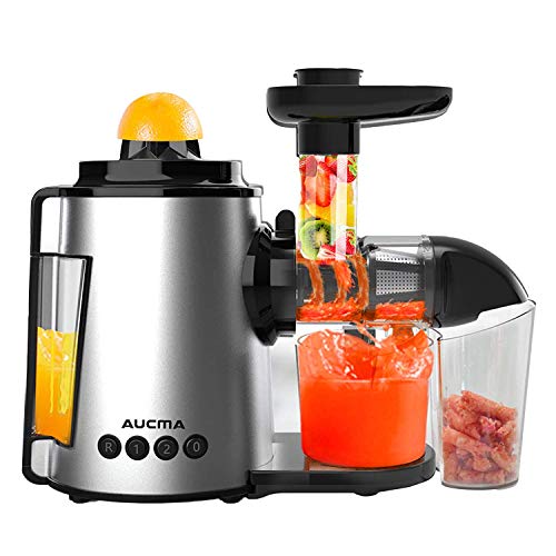 Licuadora Prensado en Frio, AUCMA Licuadora Frutas Verduras, Extractor de zumos con Función inversa, Motor Silencioso, Limpieza Fácil con Cepillo, Alto en Nutrientes para Zumo de Frutas y Verduras Licuadora Prensado en Frio, AUCMA Licuadora Frutas Verduras, Extractor de zumos con Función inversa, Motor Silencioso, Limpieza Fácil con Cepillo, Alto en Nutrientes para Zumo de Frutas y Verduras