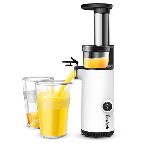 Licuadora Prensado en Frio, Bextcok Licuadoras para Verduras y Frutas Slow Juicer Licuadora portátil con Baja Velocidad, Exprimidor Automatico Extractor de Zumos Jugos con Función inversa, Sin BPA