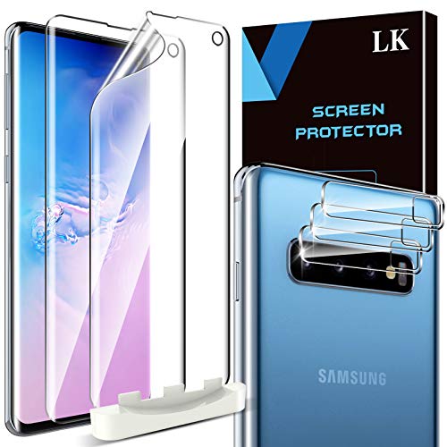 LK Compatible con Samsung Galaxy S10 Protector de Pantalla,3 Pack Protector Pantalla y 3 Pack Protector de Lente de cámara, Película Protectora de TPU,Doble protección