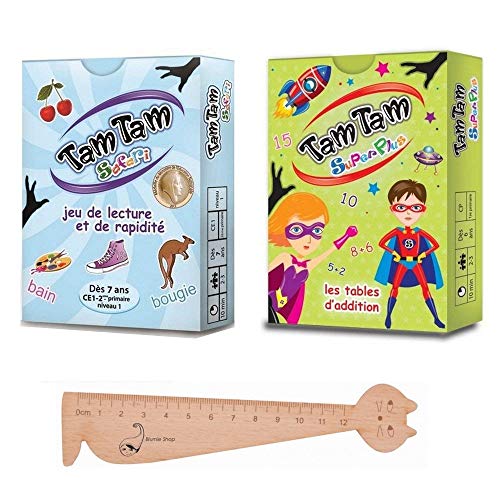 Lote de 2 juegos Tam Tam: Safari Nivel 1 + 1 Regla Marcapáginas de madera Blumie. Lote de 2 juegos Tam Tam: Safari Nivel 1 + 1 Regla Marcapáginas de madera Blumie.