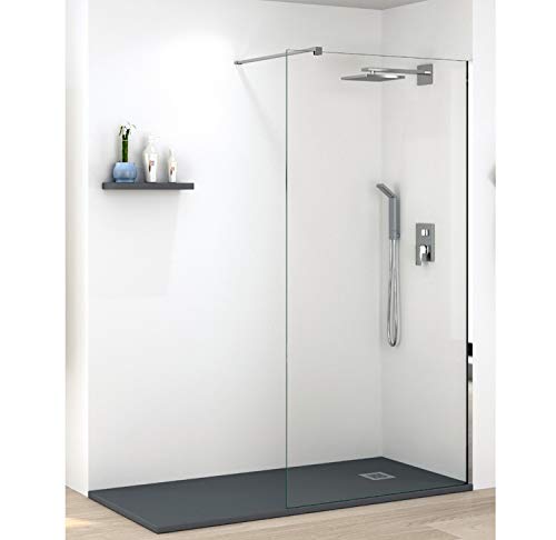 Mampara de Ducha FIJA FRONTAL Málaga – Panel Pantalla Fijo TRANSPARENTE – 200cm Altura - Cristal Templado antical y 8mm de espesor Varias Medidas Disponibles – Cromo, 110 cm (1 fijo)