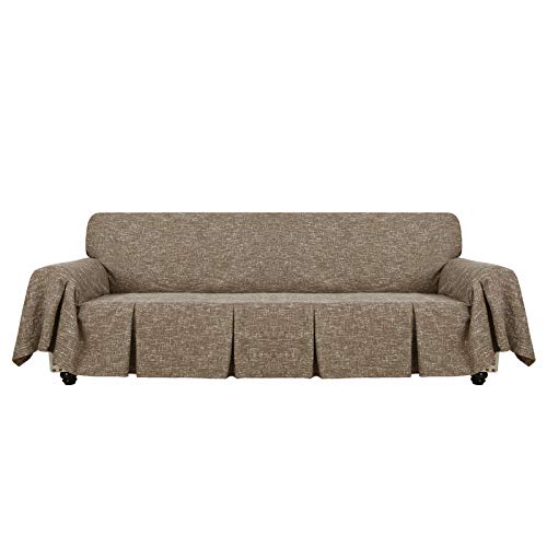 MAXIJIN Linen-Like - Funda de sofá extragrande para sofá de 3 o 4 plazas, funda de sofá gruesa decorativa de gran tamaño con volantes para sala de estar (4 plazas, café) MAXIJIN Linen-Like - Funda de sofá extragrande para sofá de 3 o 4 plazas, funda de sofá gruesa decorativa de gran tamaño con volantes para sala de estar (4 plazas, café)