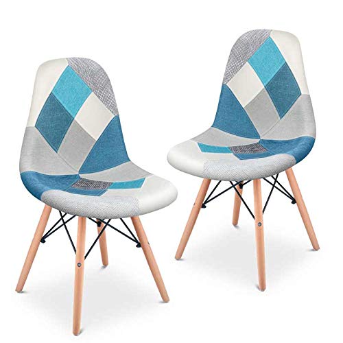 Mc Haus Azul Sena Patchwork X2, Wood, 49x46x84cm