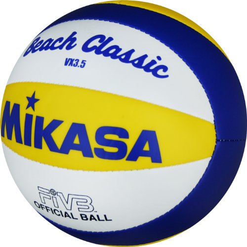 MIKASA VX 3,5 - Pelota pequeña de Volley Playa (15 cm), Color Azul, Amarillo y Blanco