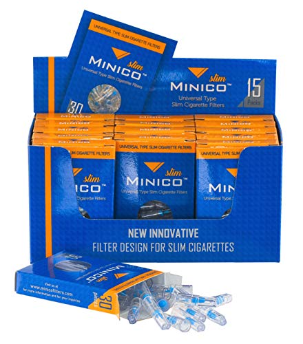 MINICO 450 filtros de cigarrillos todo en uno Premium Slim en caja (aptos para cigarrillos de 5-6-7 mm)