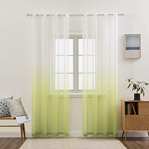 MIULEE 2 Unidades Cortinas Translúcida Visillo Suave Poliéster para Ventanas Balcon Color Gasa Moderna con 8 Anillas para Habitación Dormitorio Balcon Salón 140x245cm Gradiente Vertical Verde MIULEE 2 Unidades Cortinas Translúcida Visillo Suave Poliéster para Ventanas Balcon Color Gasa Moderna con 8 Anillas para Habitación Dormitorio Balcon Salón 140x245cm Gradiente Vertical Verde