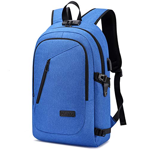 Mochila Antirrobo Impermeable,Mochila Portatil 15.6 Pulgadas Mochila Hombre con Puerto de Carga USB,Mochila Backpack para el Laptop para Ordenador del Negocio Trabajo Diario Viaje Azul