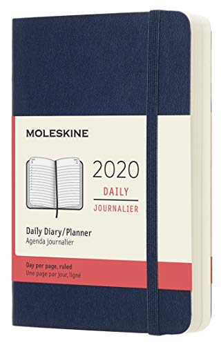Moleskine - Agenda Diaria de 12 Meses 2020, Tapa Blanda y Goma Elástica, Tamaño Pequeño 9 x 14 cm, 400 Páginas, Azul Zafiro