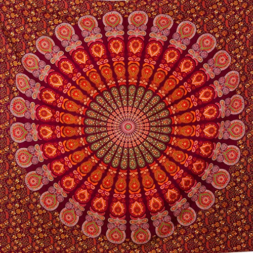 MOMOMUS Tapiz de Mandala - Hecho a Mano con Algodón 100% y Tintes Vegetales Naturales - Adornos de Arte para Pared de Hogar, Pareo/Toalla de Playa Grande, Sofá - Elegante y Bohemio - Rojo,210x230cm MOMOMUS Tapiz de Mandala - Hecho a Mano con Algodón 100% y Tintes Vegetales Naturales - Adornos de Arte para Pared de Hogar, Pareo/Toalla de Playa Grande, Sofá - Elegante y Bohemio - Rojo,210x230cm