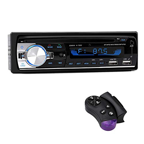 Monland Reproductor de MP3 para AutomóVil Radio para AutomóVil 1 DIN 2.1A Dual USB Manos Libres 4X65W Radio FM Compatible con TeléFonos iOS y Android con Control Remoto Volante