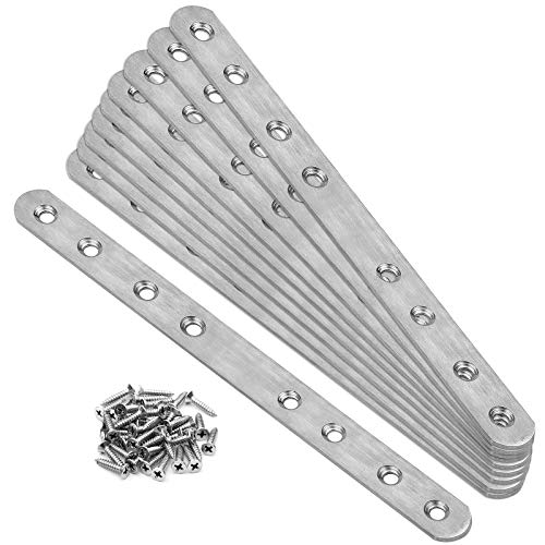 MOUNTAIN_ARK Placa perforada de acero inoxidable 201, 10 unidades, conector plano, 295 x 18,5 x 2,8 mm, conector de metal, conector de madera, con 80 tornillos, placa de reparación, para armario MOUNTAIN_ARK Placa perforada de acero inoxidable 201, 10 unidades, conector plano, 295 x 18,5 x 2,8 mm, conector de metal, conector de madera, con 80 tornillos, placa de reparación, para armario