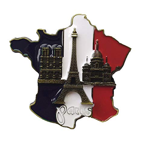 MUYU Magnet Torre Eiffel, Basílica del Sagrado Corazón, Notre Dame de Paris Francia Imán de Nevera Metálico 3D Hogar y Cocina Decoración Etiqueta Magnética Regalo de Recuerdo Turístico