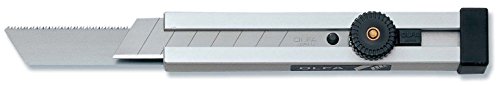 Olfa 310201 Cúter 2 en 1 estándar troceable y Cuchilla de Sierra de 18 mm, Bloqueo de Rueda y Mango de Aluminio, Negro