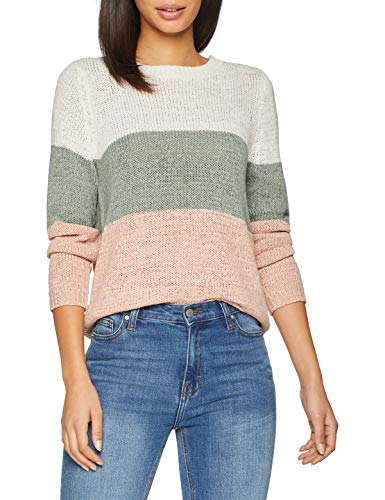 Only Onlgeena L/s Block Pullover Knt Noos suéter, Multicolor (Cloud Dancer Stripes: W. Chinois Green/Rose), 40 (Talla del Fabricante: Medium) para Mujer