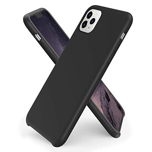 ORNARTO Funda Silicone Case para iPhone 11 Pro, Carcasa de Silicona Líquida Suave Antichoque Bumper para iPhone 11 Pro (2019) 5,8 Pulgadas-Negro
