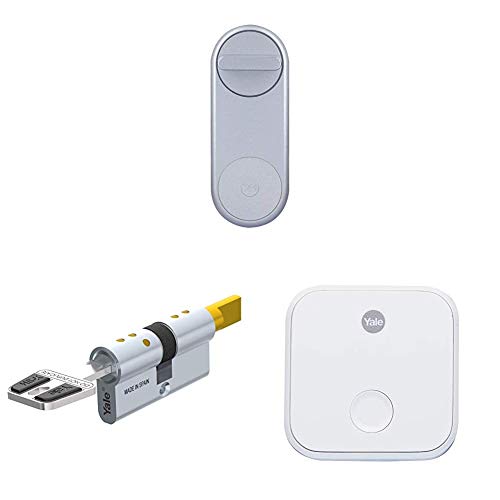 Pack Apertura Remota por Wifi: Linus Smart Lock Cerradura inteligente motorizada, Cilindro HS-K Linus® 35mm x 30mm y Connect Wi-Fi Bridge.