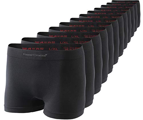 Pack de 12 Calzoncillos Tipo bóxer sin Costuras Hombre (S/M, Negro)