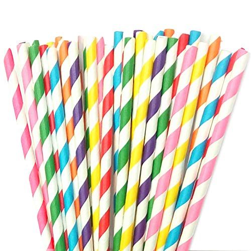 Pajita Papel Biodegradables a Rayas 250 piezas para Decoraciones Preciosas de Bebidas, Fiestas, Navidad, Cumpleaños, Bodas con Todo el Color del Arco Iris por Amison Pajita Papel Biodegradables a Rayas 250 piezas para Decoraciones Preciosas de Bebidas, Fiestas, Navidad, Cumpleaños, Bodas con Todo el Color del Arco Iris por Amison