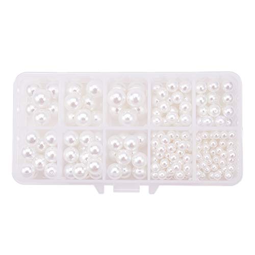 PandaHall Elite 220 perlas perforadas de 5 tamaños surtidos (5/6/8/10/12 mm) para joyería y decoración del hogar