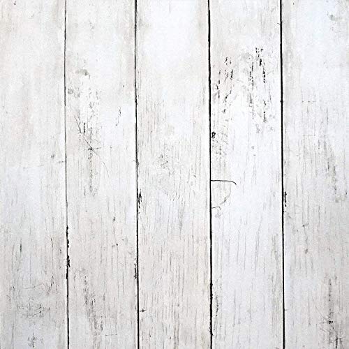 Papel Pintado de Madera Blanca Papel Pintado Autoadhesivo PVC Decoración Sala de Estar Cocina Dormitorio Cubre muebles Cambia Estilo de Habitación 45x300cm