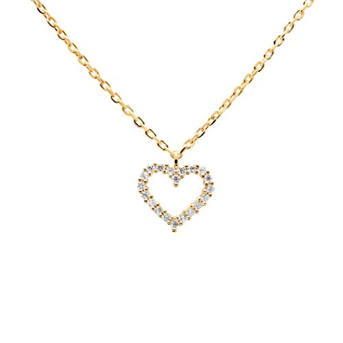 PDPAOLA - Collar White Heart - Plata de Ley 925 Bañada en Oro de 18k - Joyas para Mujer