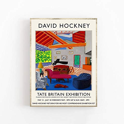 Póster de exposición de David Hockney, impresiones, dos perros en la habitación de Montcalm, arte de pared, lienzo decorativo sin marco, pintura C 70x100cm